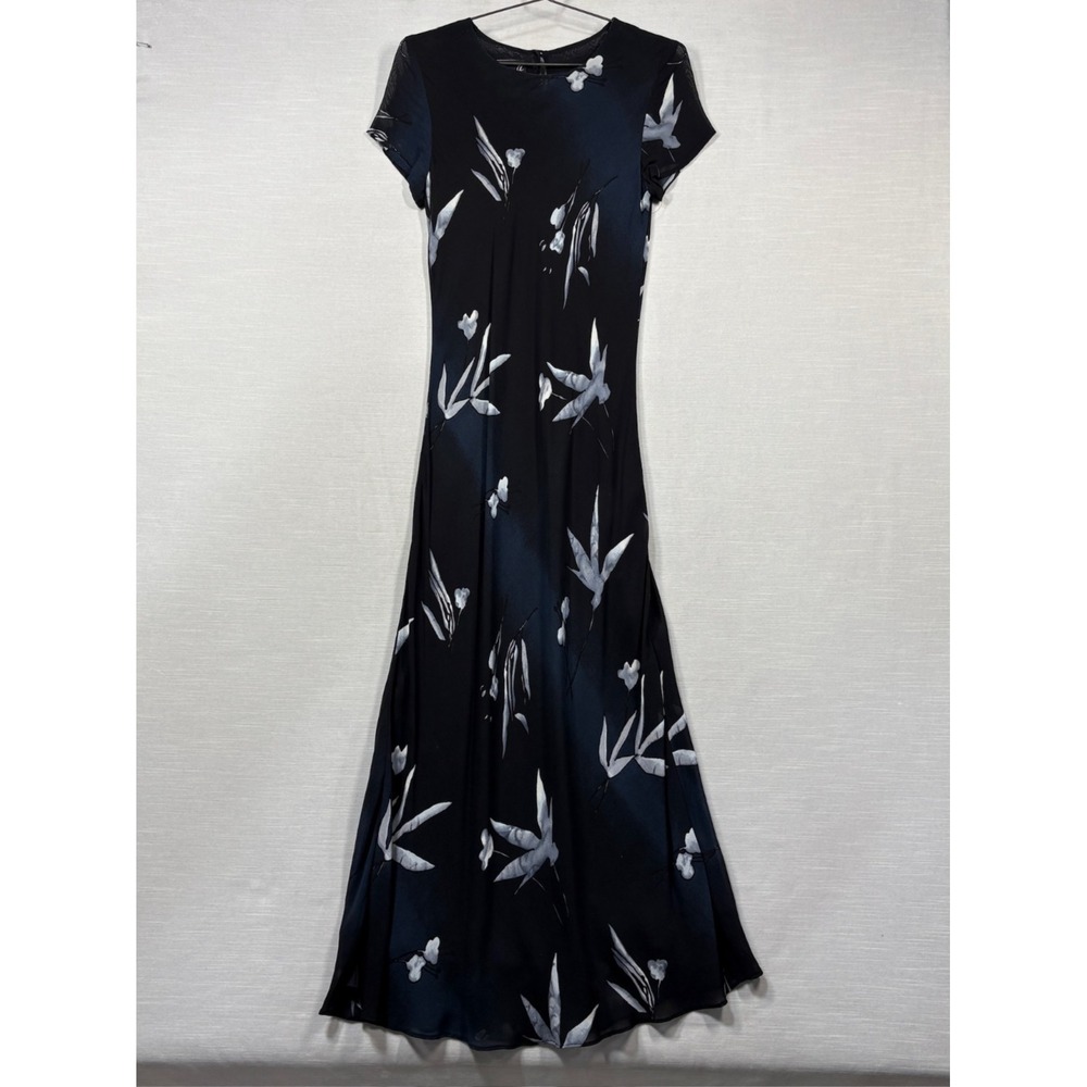 Vintage‎ Benjamin A Los Angeles Dress Womens 8P Navy Floral 90s Cottage Core